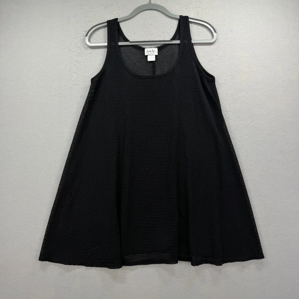 Jordan Taylor Mesh Swim Cover Womens L Black A-Line Scoop Neck Sheer Tank Dress